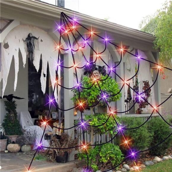 250 LED Spider Web Halloween Lights, 19.5 FT x 15 FT Giant Halloween Decorations - Picture 4 of 8